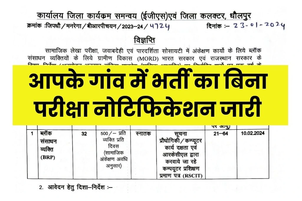 Block Resource Person Vacancy