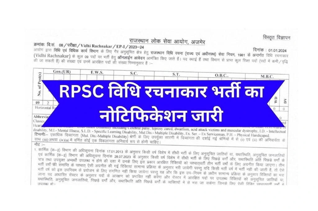 RPSC Vidhi Rachnakar Vacancy