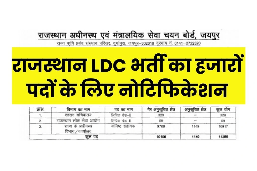 Rajasthan LDC Vacancy