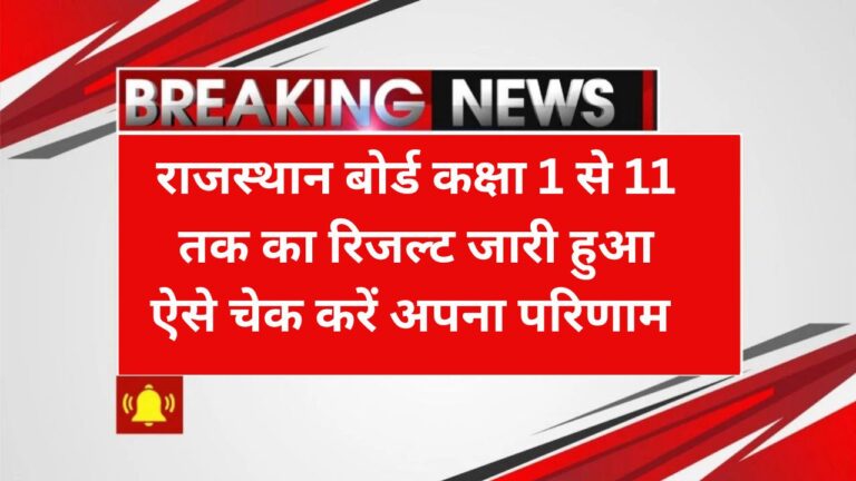 Rajasthan Board Class 1 To 11 Result