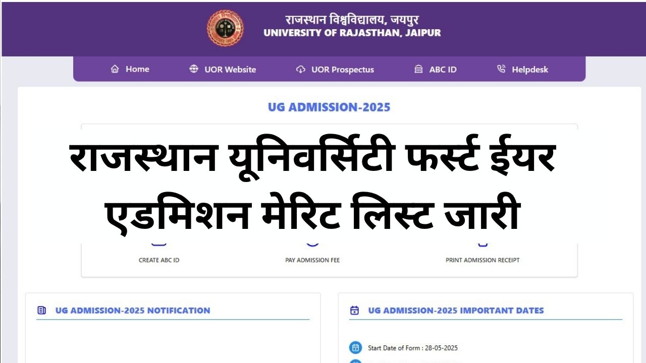 Rajasthan University First year Admission Merit List 2025