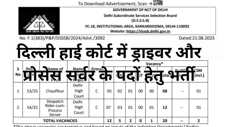 Delhi High Court Driver Process Server Recruitment 2025