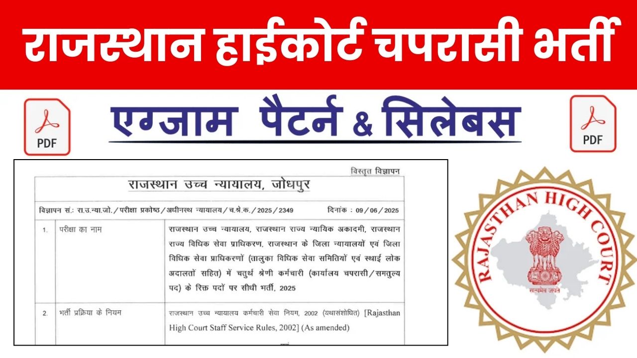 Rajasthan High Court Peon Syllabus Exam Pattern 2025