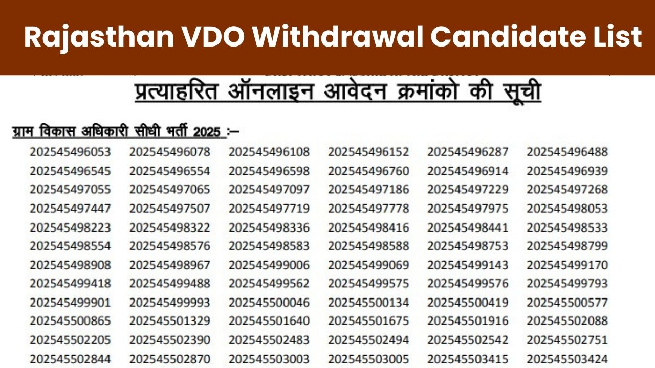 Rajasthan VDO Withdrawal Candidate List