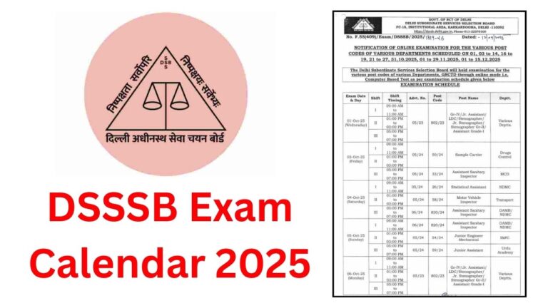 DSSSB Exam Calendar 2025