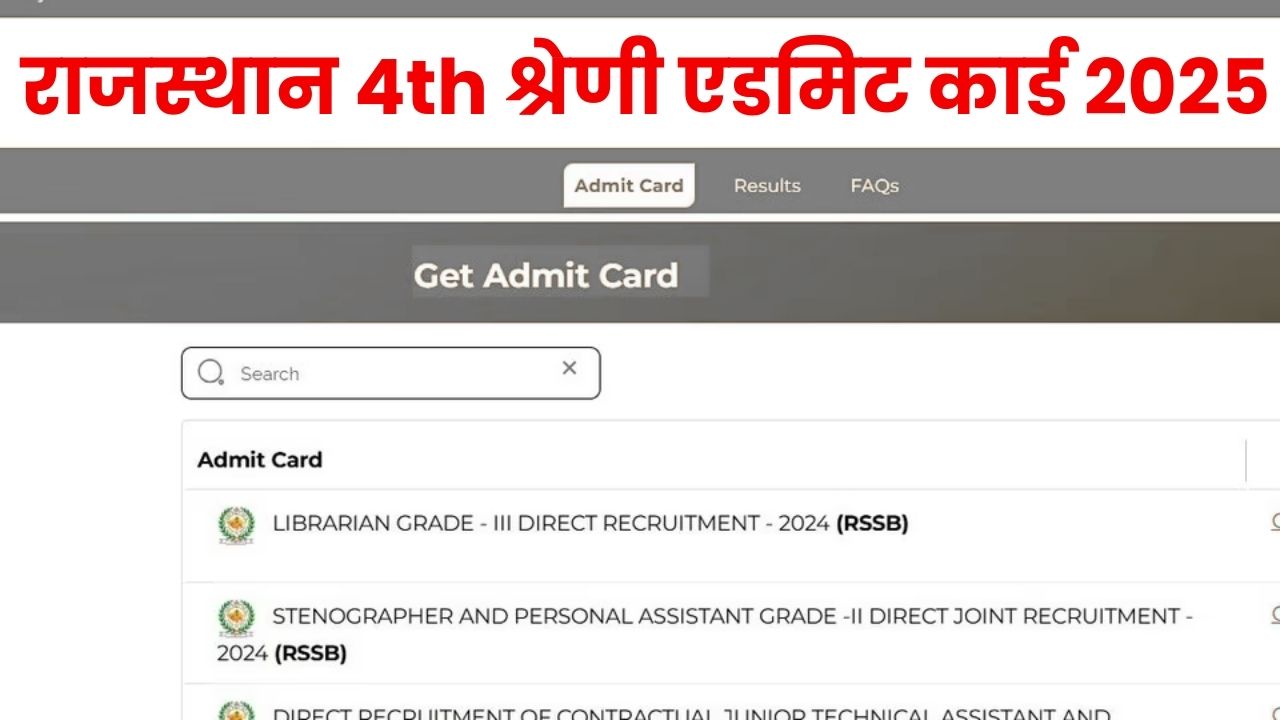 Rajasthan 4th Grade Admit Card 2025