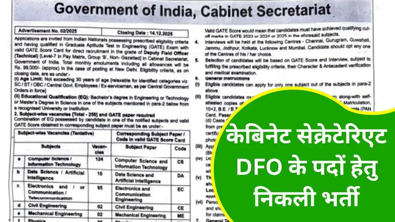 Cabinet Secretariat DFO Tech Recruitment 2025