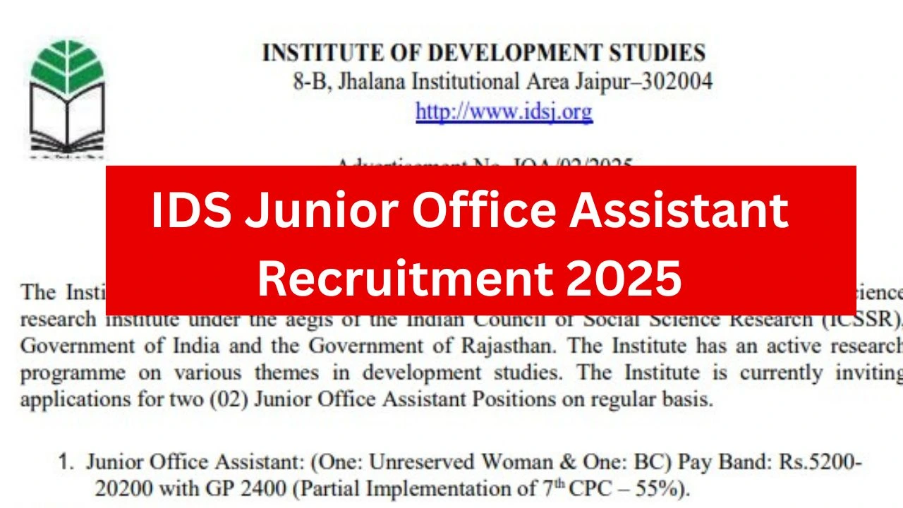 IDS Junior Office Assistant Recruitment 2025