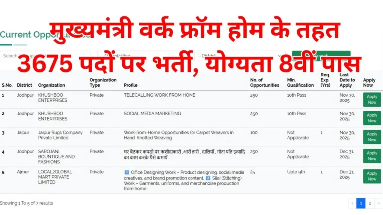 Rajasthan Work from Home Vacancy