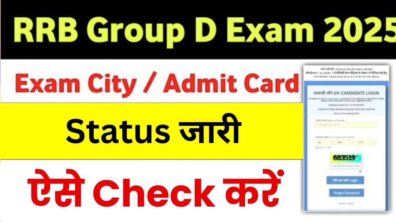 RRB Railway Group D Exam City Slip 2025