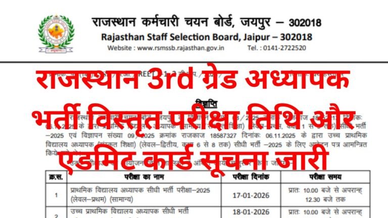 Rajsthan 3rd Grade Teachers Bharti Admit Card 2026