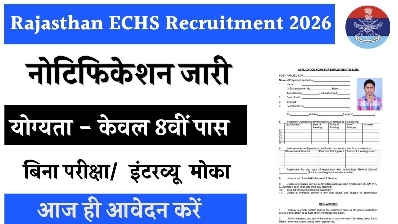 Rajasthan ECHS Recruitment 2026