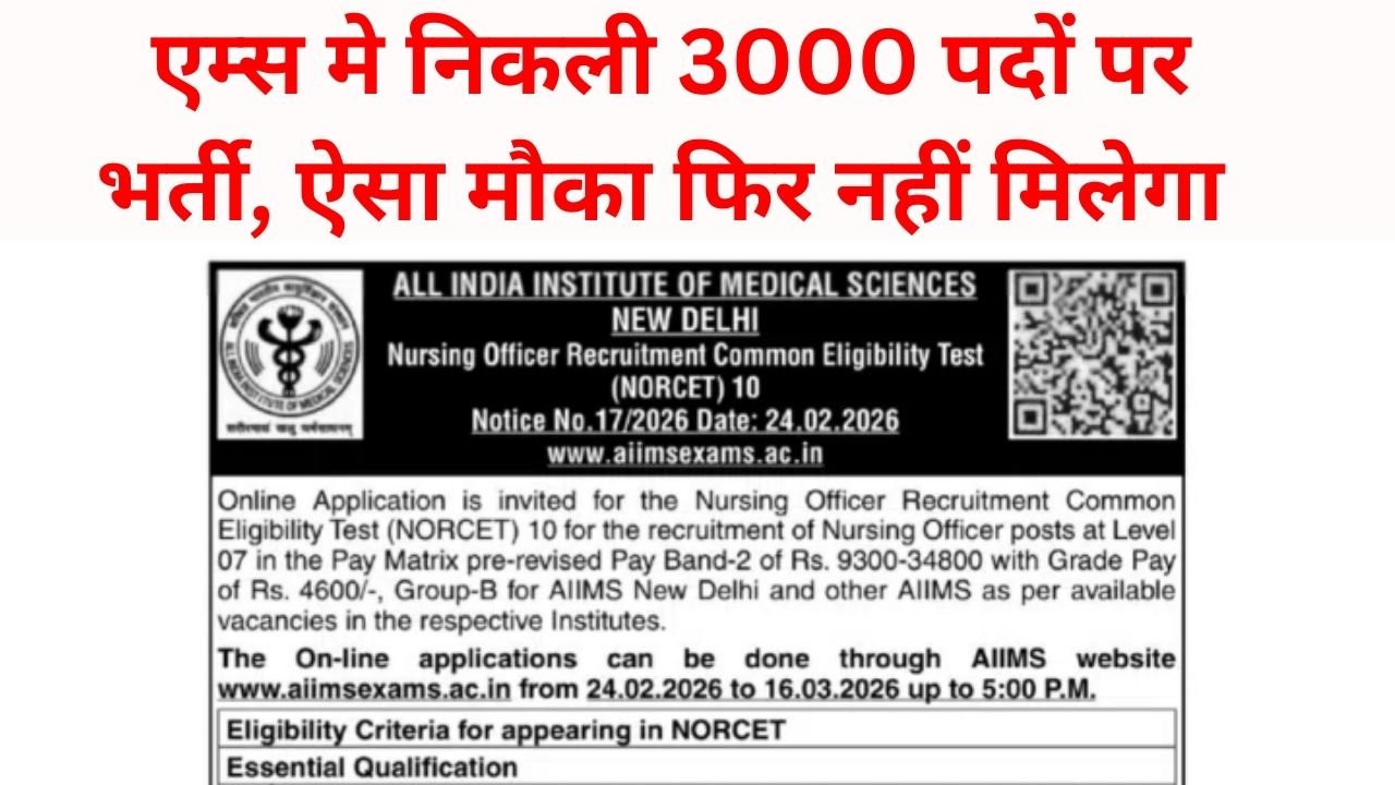 AIIMS NORCET 10 Recruitment 2026