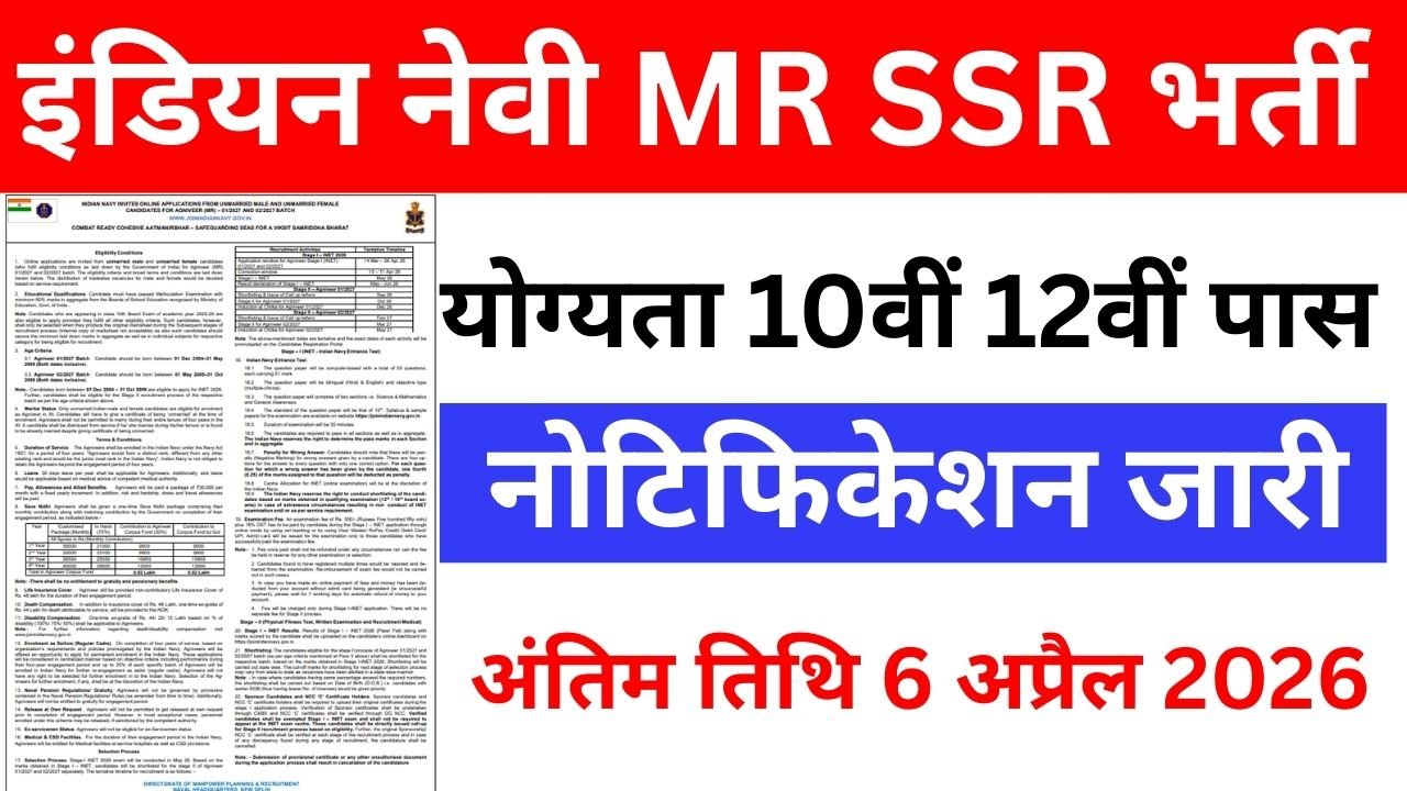 Indian Navy Agniveer SSR MR Recruitment 2026