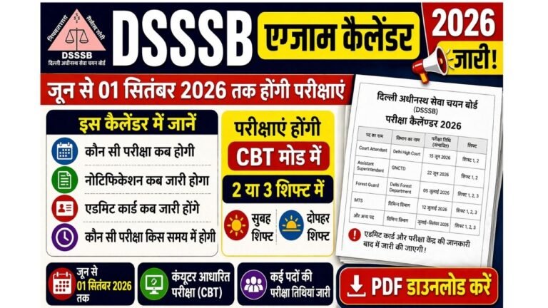 DSSSB Exam Calendar 2026