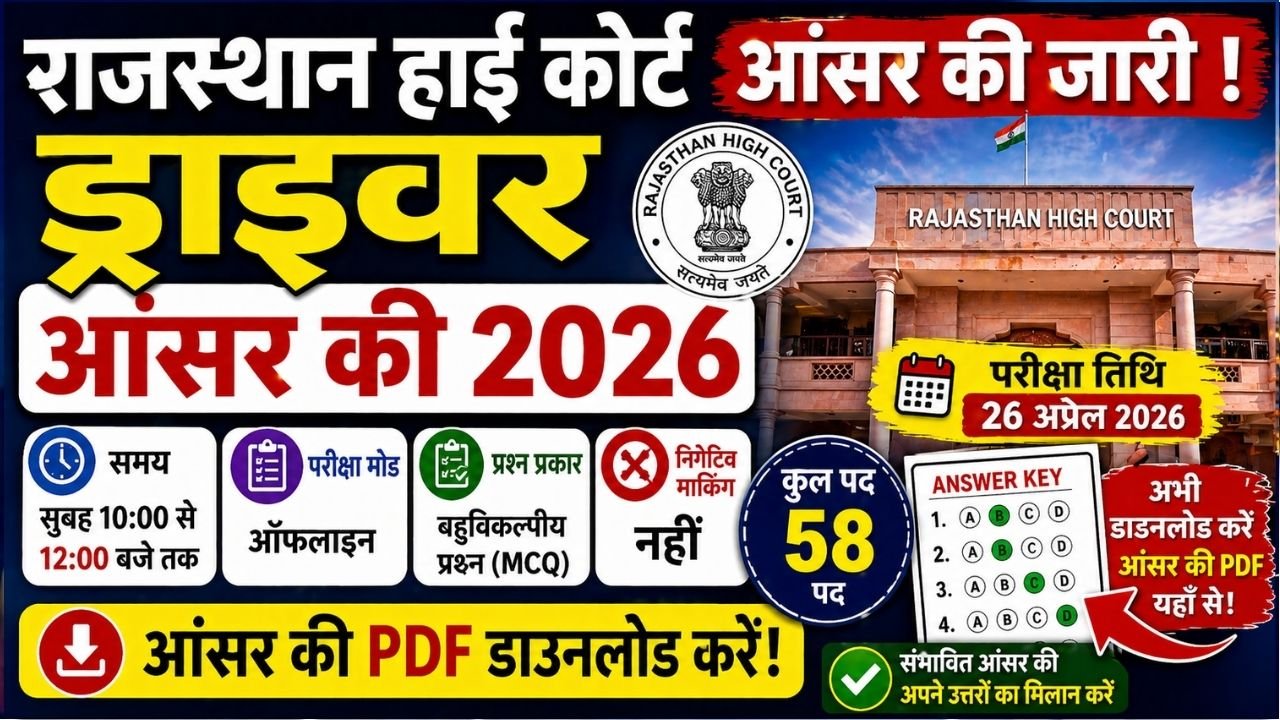 Rajasthan High Court Driver Answer key 2026