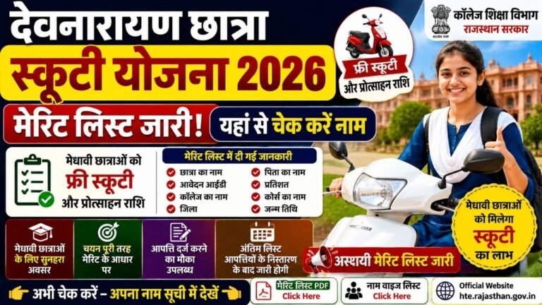 Devnarayan Chhatra Scooty Yojana Merit List 2026