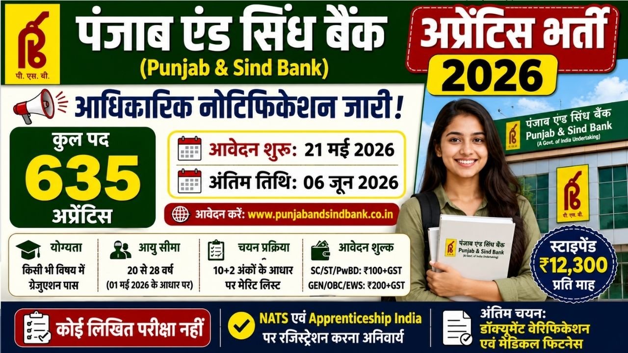 Punjab And Sind Bank Apprentice Recruitment 2026