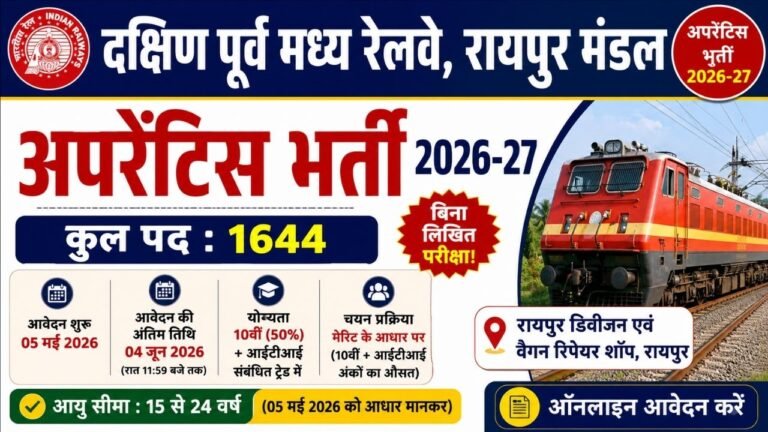 Railway RRC SECR Apprentice Recruitment 2026