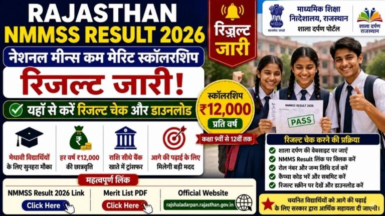 Rajasthan NMMSS Result 2026