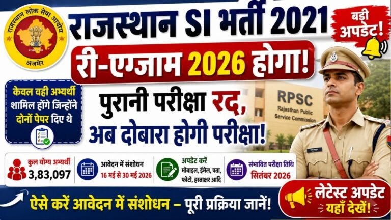 Rajasthan SI Re Exam 2026