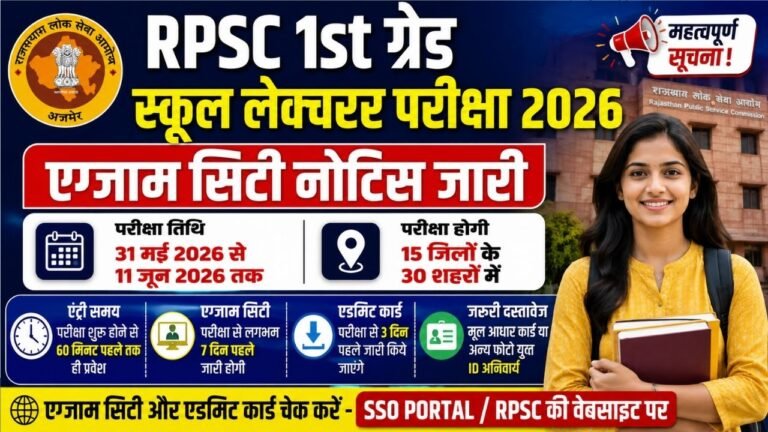 RPSC 1st Grade Teacher Exam City 2026