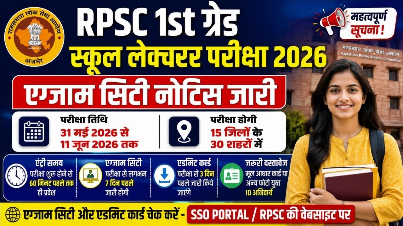 RPSC 1st Grade Teacher Exam City 2026