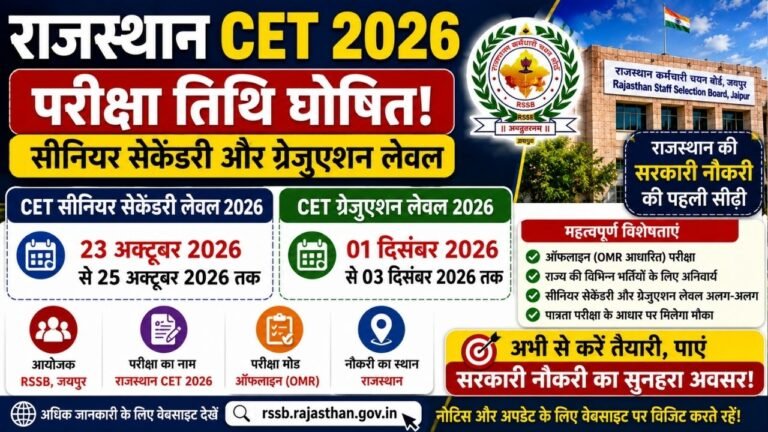 Rajasthan CET Exam Date 2026