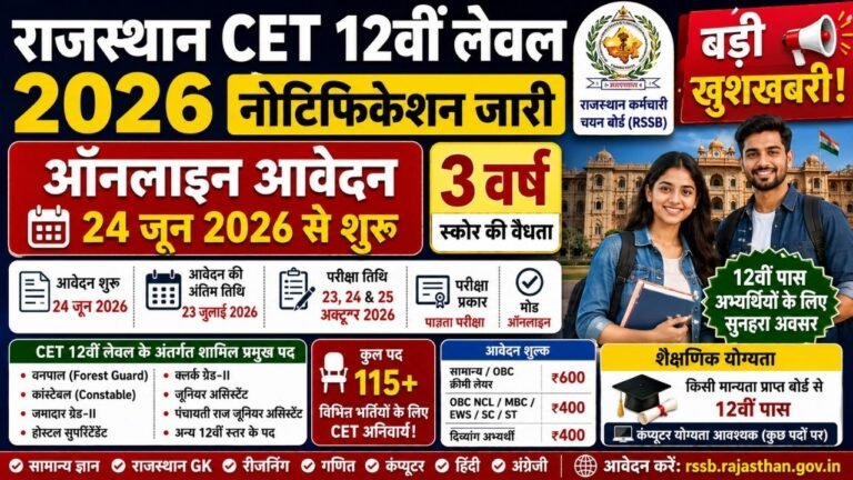 Rajasthan CET Senior Secondary Level 2026
