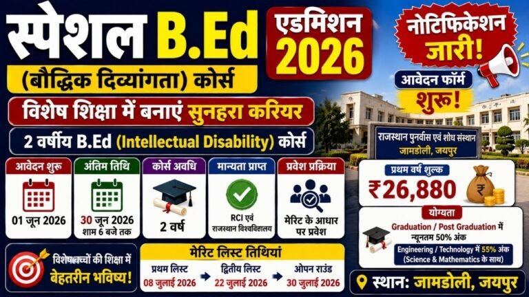 Special B.Ed Admission 2026