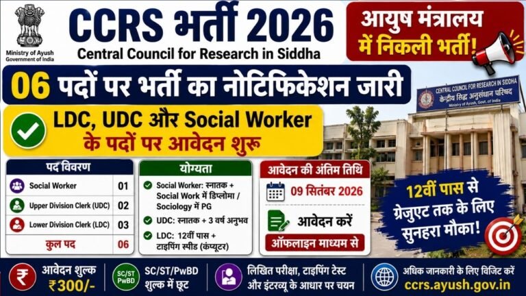 Central Council for Research in Siddha Recruitment 2026