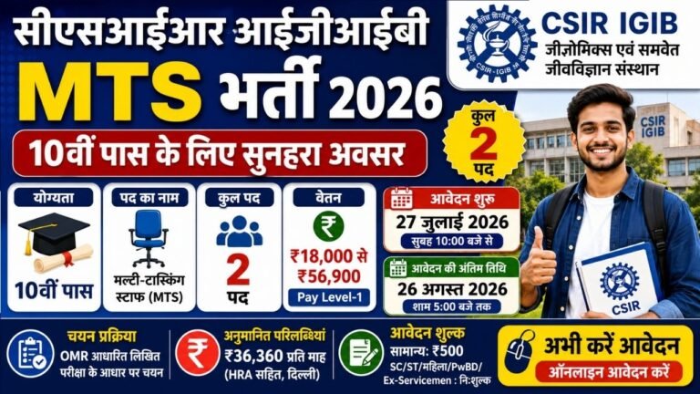 CSIR IGIB MTS Recruitment 2026