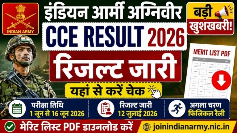 Indian Army Agniveer CCE Result 2026