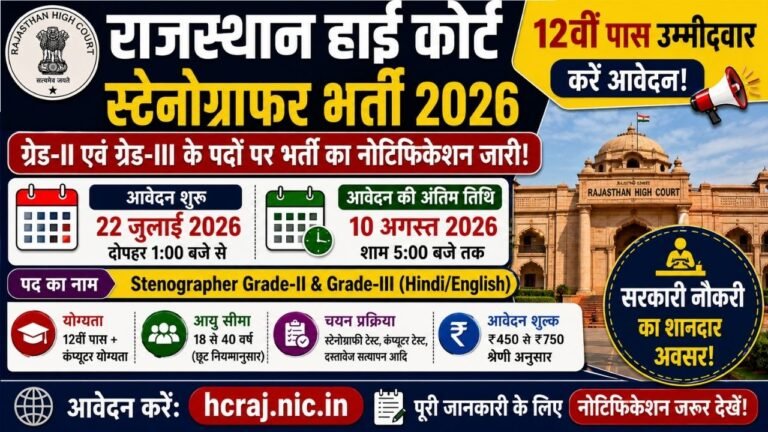Rajasthan High Court Stenographer Recruitment 2026