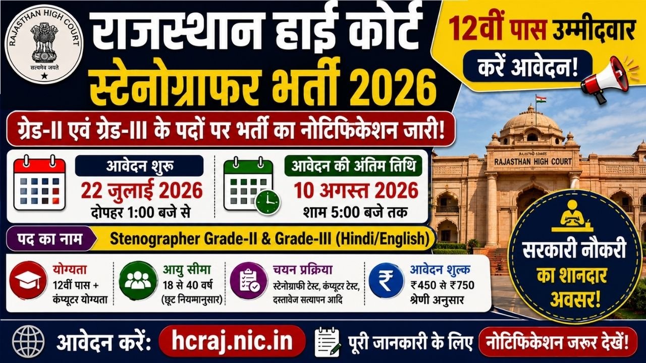 Rajasthan High Court Stenographer Recruitment 2026
