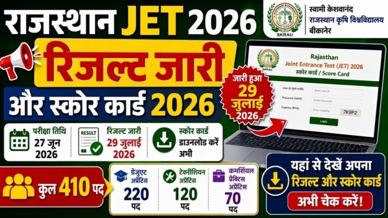 Rajasthan JET Result 2026