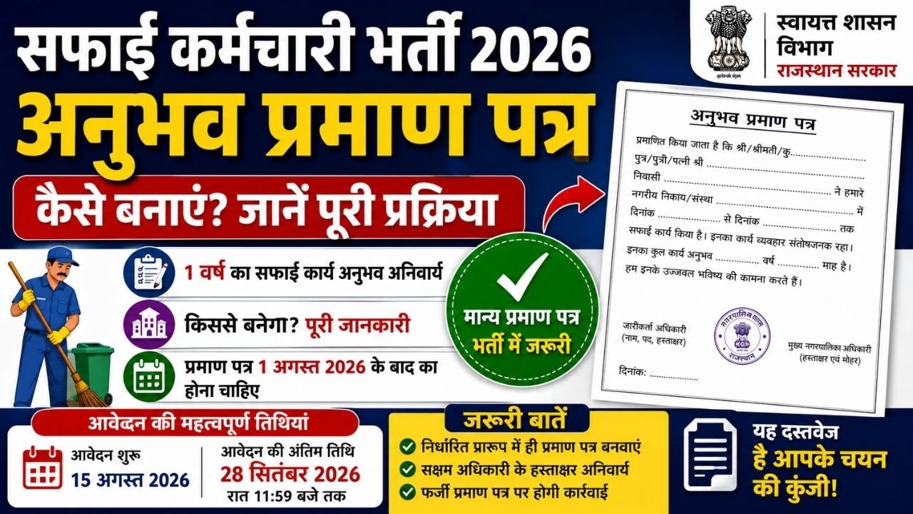Rajasthan Safai Karmchari Anubhav Praman Patra Form 2026