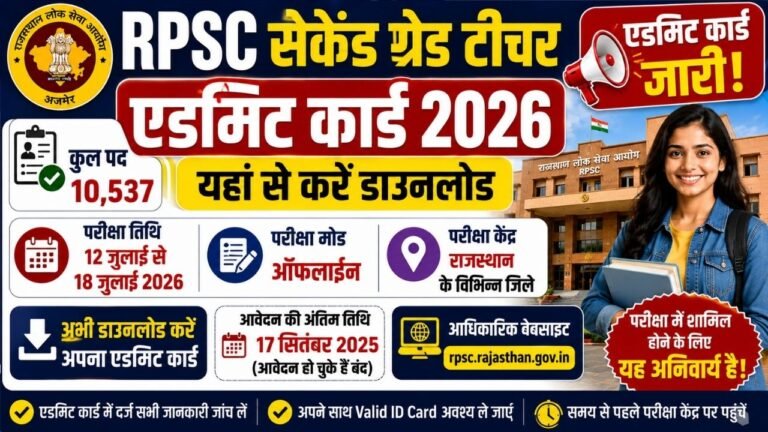RPSC 2nd Grade Teacher Admit Card 2026