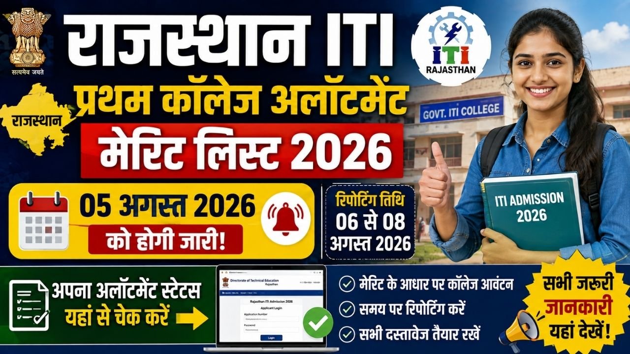 Rajasthan ITI Allotment Merit List 2026