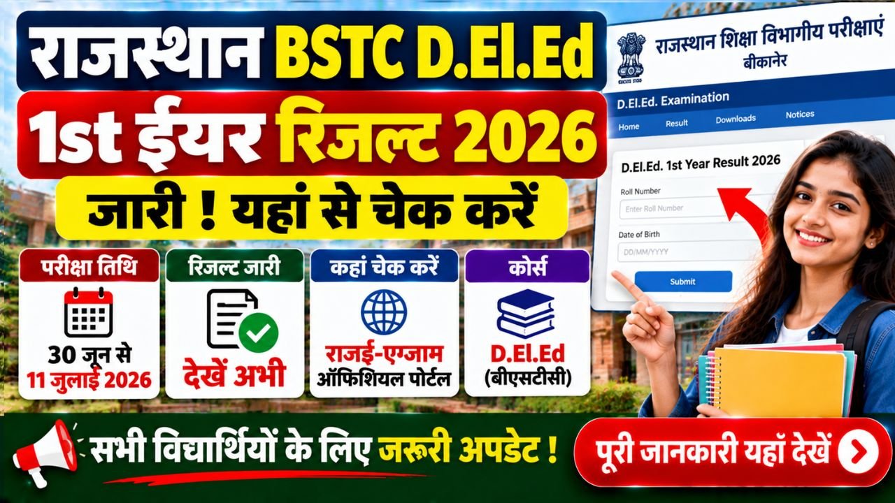 Rajasthan BSTC DElEd 1st Year Result 2026