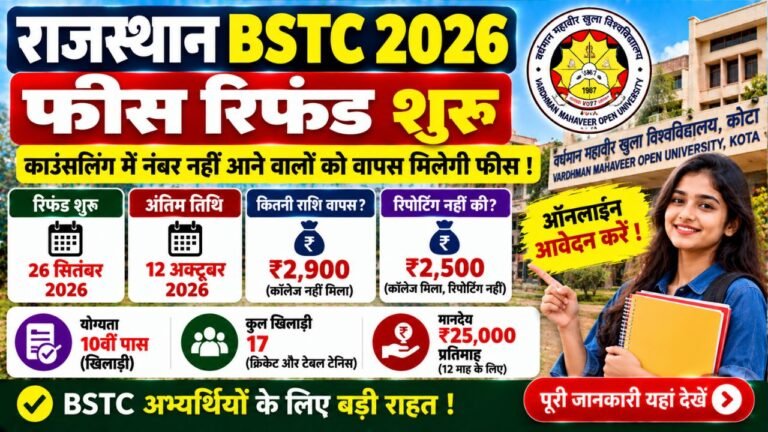 Rajasthan BSTC Fees Refund 2026