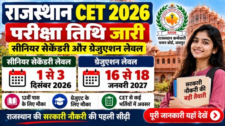 Rajasthan CET Exam Date 2026