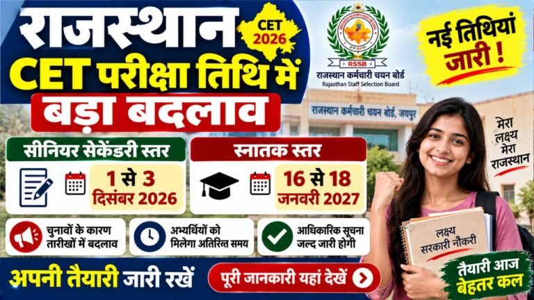 Rajasthan CET Exam Date Change 2026