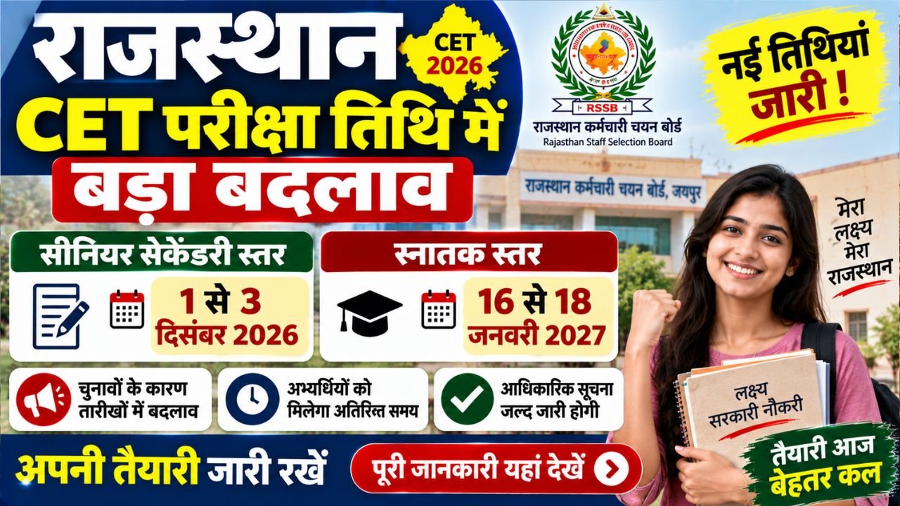 Rajasthan CET Exam Date Change 2026