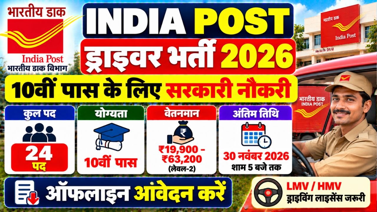 India Post Staff Car Driver Recruitment 2026