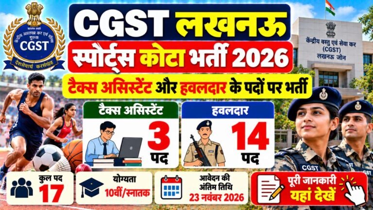 CGST Lucknow Sports Quota Recruitment 2026