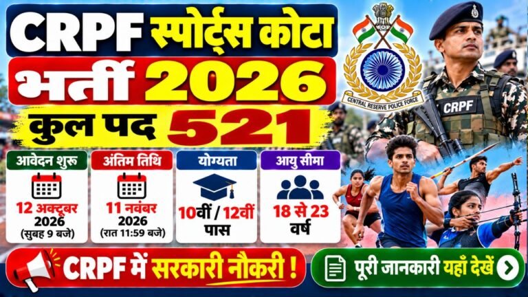 CRPF Sports Quota Recruitment 2026