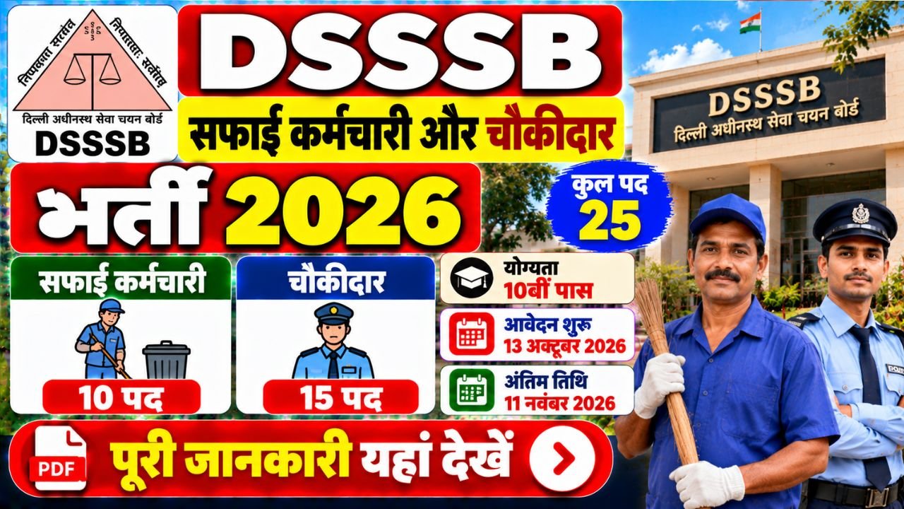 DSSSB Sweeper and Chowkidar Recruitment 2026