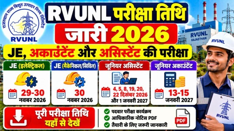 RVUNL Exam Date 2026